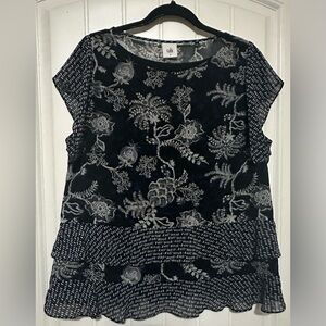 CAbi hybrid ruffle hem floral top 5355